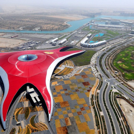 abu dhabi ferrari world aerial shot